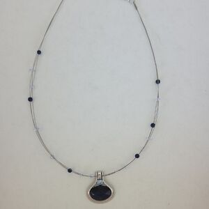 Lia Sophia Elegant Silver and Blue Pendant Necklace